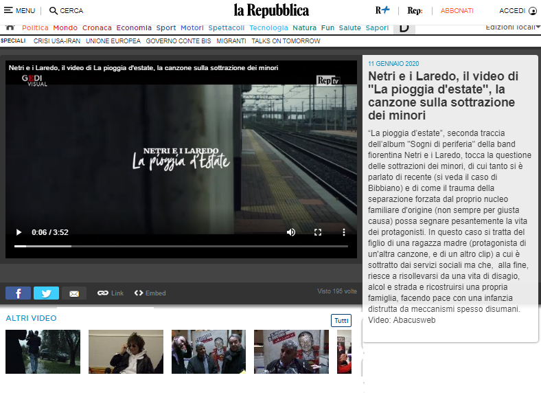 Netri e i Laredo su Repubblica del 11-01-2020 - Anteprima Video